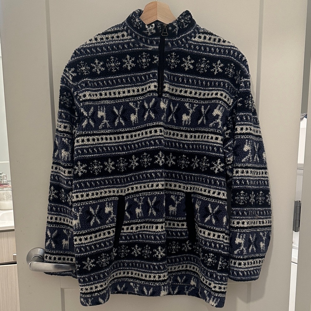 Marsh Landing Men's Zip Up Sweater - Navy and White